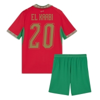Camiseta Marruecos Ayoub El Kaabi #20 Primera Equipación Replica Mundial 2026 para niños mangas cortas (+ Pantalones cortos)